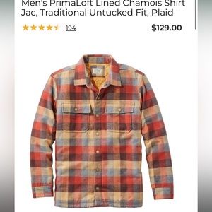 PrimaLoft Lined Chamois Shirt Jac, Plaid Flannel Apple Cinnamon XL